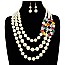 Solidarity Pearl NECKLACE Set 3-LAYER PEARLS with earrings