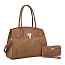 Uma Suede Lock Hardware Satchel Set