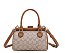 Metal Framed Oval Print Satchel Bag
