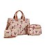 3-IN-1 Oval-Chery Monogram Print Satchel With Crossbody & Wallet Set