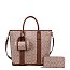 3-IN-1 Expandable Oval Print Tote /  W Small Satchel Wallet Set