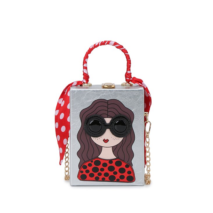 3D Lady Face Box Shaped Handbag With Scarf