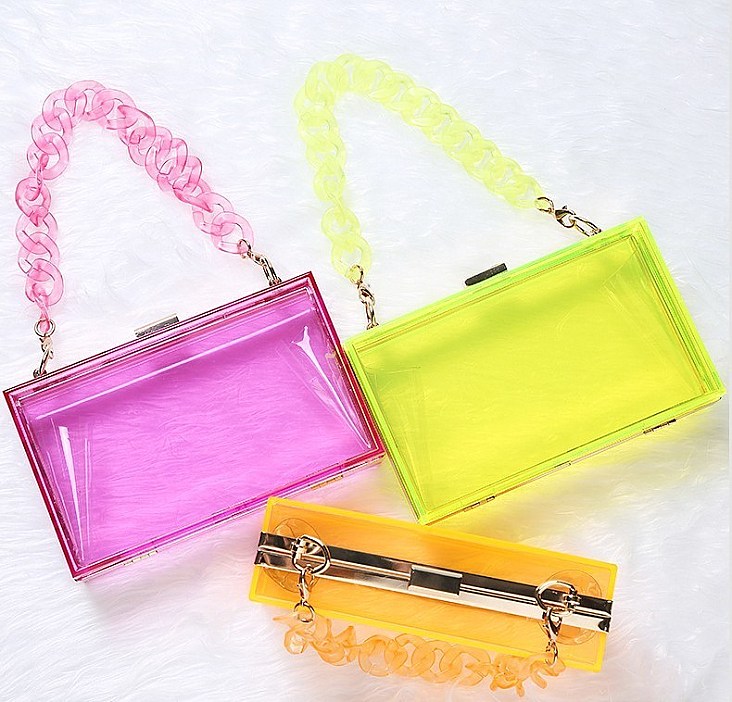 Acrylic Chain Handle See Thru Crossbody Clutch main image 1