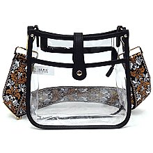 Trendy  Visible Clear Hobo Crossbody Bag with Guitar Strap