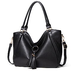 Braided Ring Fringe Shoulder Bag Hobo