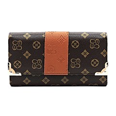 Monogram Color Block Clutch Wallet