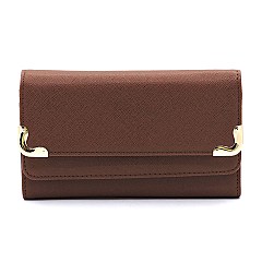 Saffiano Tri-fold Clutch Cell Phone Wallet