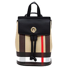 Trendy Tartan Plaid Check Convertible Drawstring Backpack Satchel
