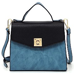 TRENDY Colorblock Twist Lock Flap Satchel