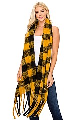 FASHION PLAID PATTERN FRINGE SCARF