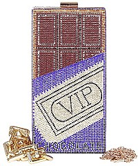 Chocolate VIP Crystal Paved Clutch