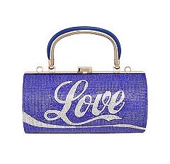 RHINESTONE  ICONIC "LOVE" Print Cylinder Clutch