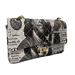 OVERSIZE  Hundred Dollar Bill Print Cross Body Shoulder HANDBAG