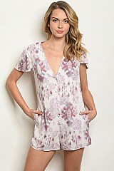 Short Sleeve Multi Floral Print Romper - Pack of 6 Pieces