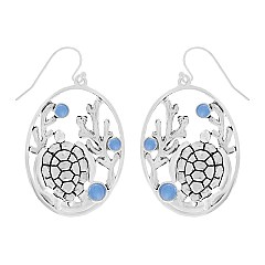ADORABLE SEA LIFE CORAL REEF TURTLE CUTOUT EARRINGS