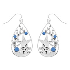 ALLURING SEA LIFE CORAL REEF STARFISH CUTOUT EARRINGS