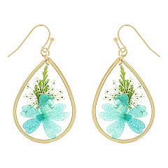 NATURAL DRIED FLOWER TEARDROP EARRINGS RESIN FLORAL JEWELRY