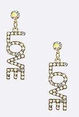Crystal LOVE Drop Earrings