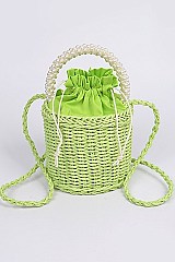 Beaded Hand With Straw Tote Bag