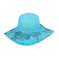 Trendy Turquoise Cute Spring Hat With Roses