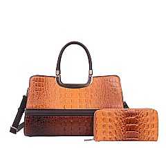 2 In 1 Crocodile Satchel Wallet Set - High Quality