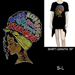 BLACK QUEEN RHINESTONE Short-Sleeved SHIRT