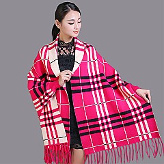 Plaid Pattern Blanket Scarf with Folding Colour