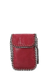 Metallic Chain Décor Mini Crossbody Cell Phone Bag