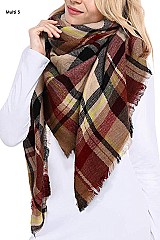 Over Sized Multi Tone Plaid Blanket Scarves Shawls