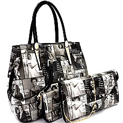 OBAMA Magazine Print 3 in 1 Patent Satchel Value SET