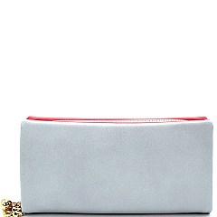 SD6250 Decorated Zipper-pull 2 Tone Soft Zip-around Wallet