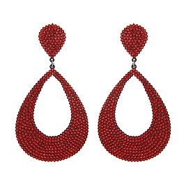 FASHIONABLE LARGE RHINESTONE TEADROP EARRING SLE1099