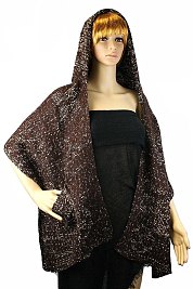Glitter Accent Knit Hooded Cardigan
