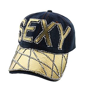 "SEXY" shiny Bill Cap with Rhinestones Web MEZ815
