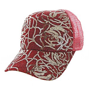 Floral Design Sequins Trendy cap MEZ890