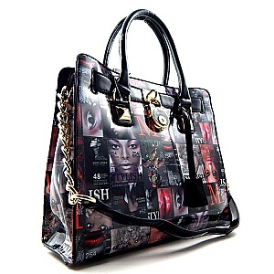 Padlock Accented Tote Magazine Print