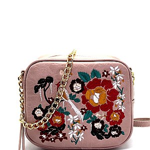 BGW48787-LP Madison West Flower Embroidery Cross Body