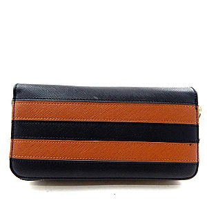 Stripe Double Zipper 2 Tone Wallet