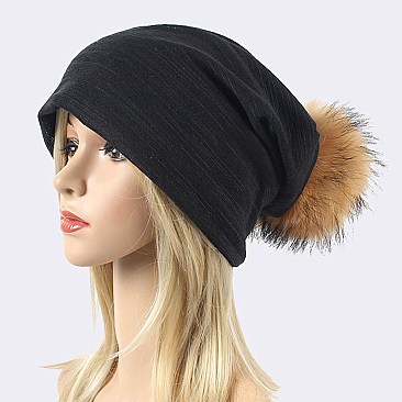 Raccoon PomPom Cotton Slouchy Beanie LA-EXP1001