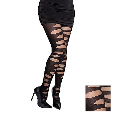 STOCKING WITH ASYMMETRICAL SLASHED DESIGN SL1372