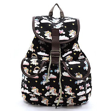 CUTE UNICORN CANVAS BACKPACK