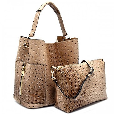 Ostrich Hobo Handbags - 2pcs Set