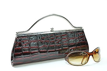 Metal Handle Croc Evening Bag