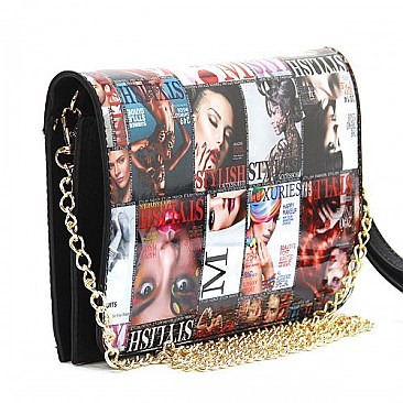 Magazine Picture Clutch Messenger Bag