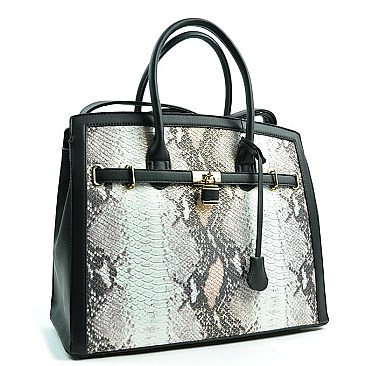 Celebrity Snake Print Padlock Over-sized Boutique Tote- Limited Quantity