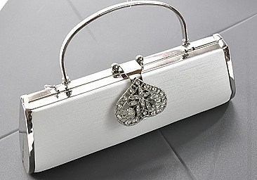 RHINESTONE HEART DESIGN CLASP EVENING BAG