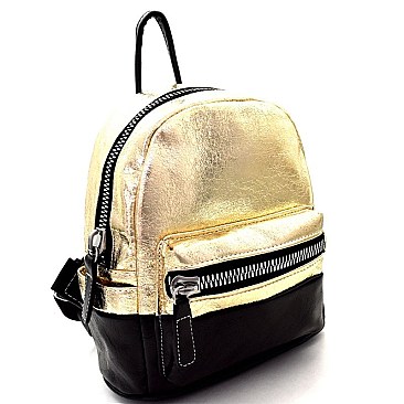 Two-Tone Metallic Medium Fashion Backpack MH-7743D