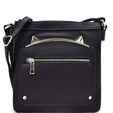 Cat Ear Hardware Accent Cross Body MESSENGER Bag RZ-87743