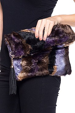 VEGAN FUR FOLDING CLUTCH FM-ABG1009