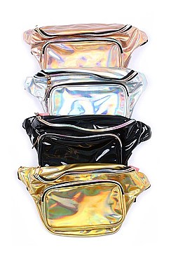 FM-ABG326 HOLOGRAPHIC DOUBLE Pocket Fashion Fanny Pack